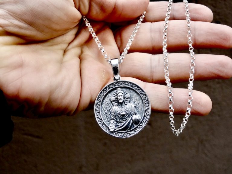 Religious Jesus Christ Pendant Sterling Silver .925 with Chain Handmade