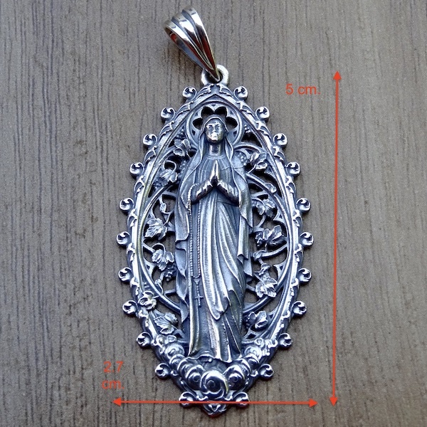 New Virgin Mary Pendant Sterling Silver 925 Mother of God Religious