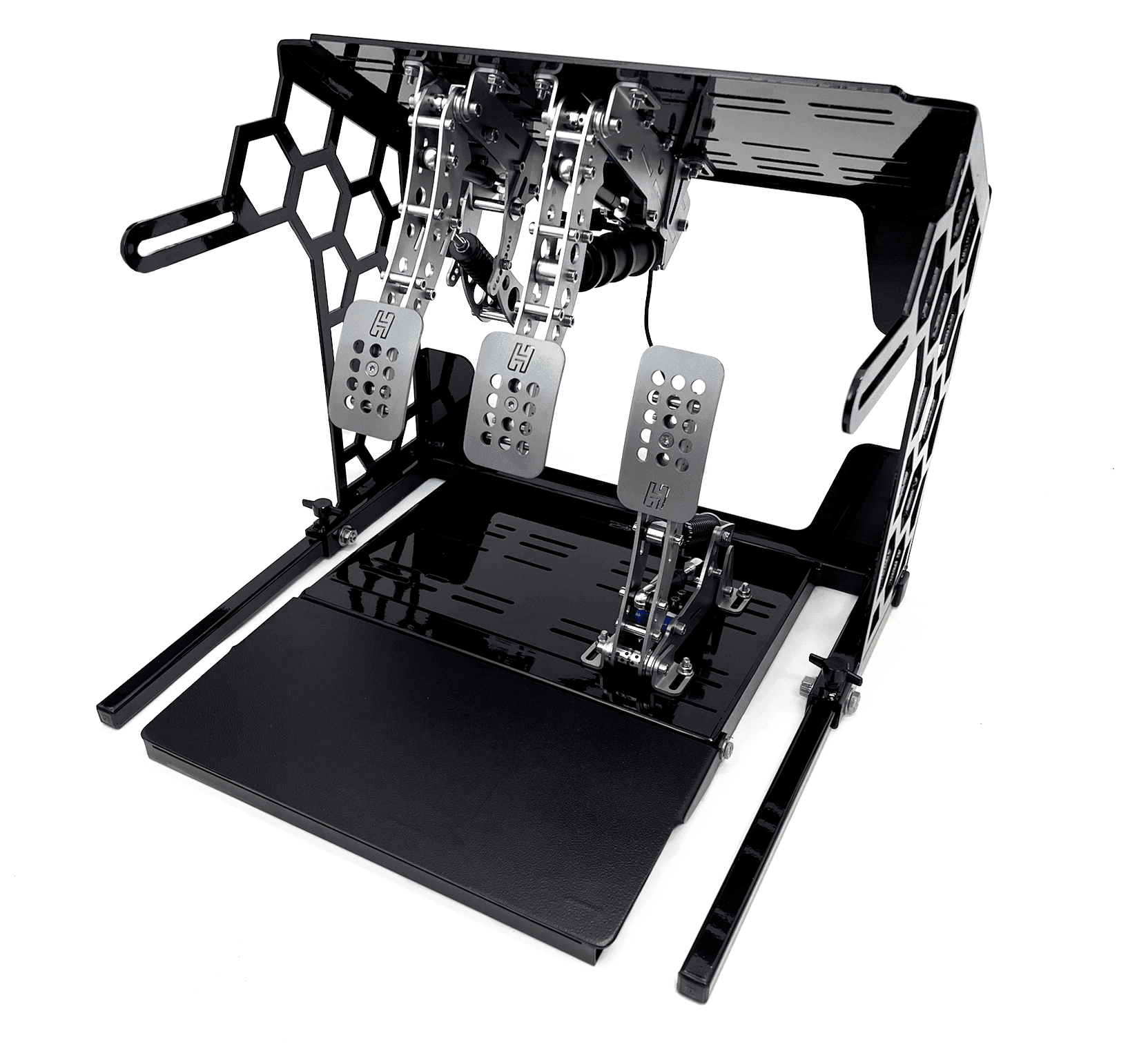 SRX hanging pedal attachment with Heusinkveld Ultimate+ pedals Sim Seats