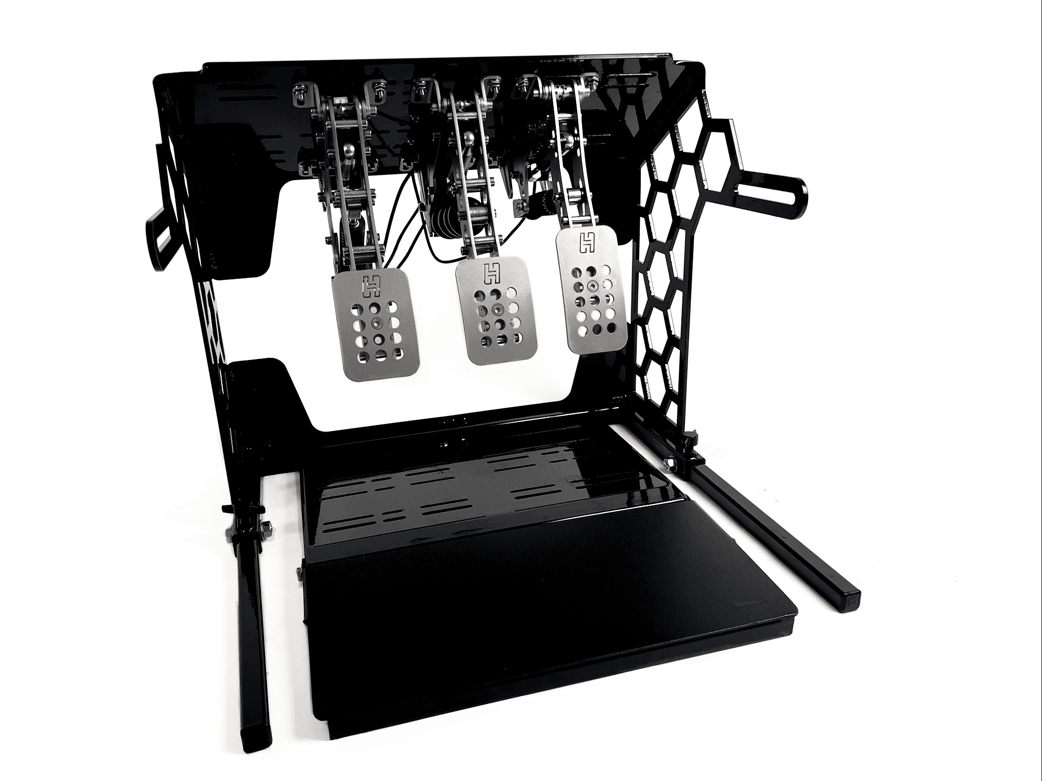 SRX hanging pedal attachment with Heusinkveld Ultimate+ pedals Sim Seats