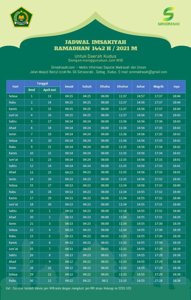 Download Template Desain Jadwal Imsakiyah Tebaru 2021