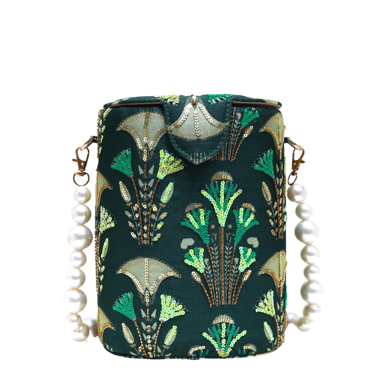 Luxury Green Floral Printed Lily Bucket Bag Online SIMITRI Simitri