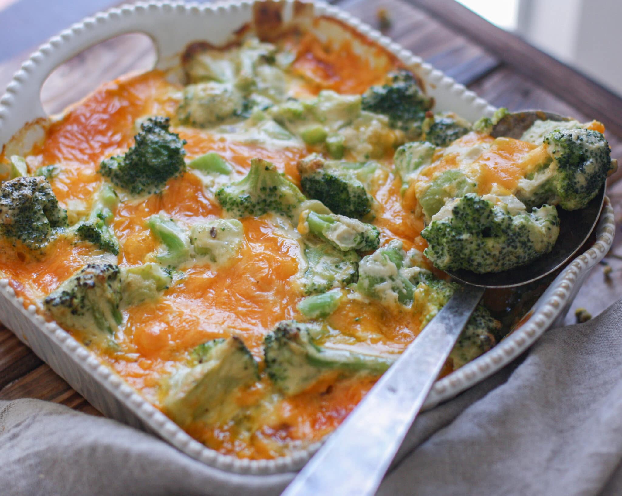 Broccoli & Cheddar Bake sharp cheddar and broccoli baked to perfection
