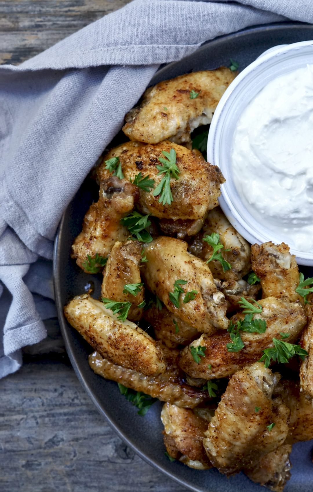 Baked Chicken Wings + Blue Cheese Dip SIMMER + SAUCE