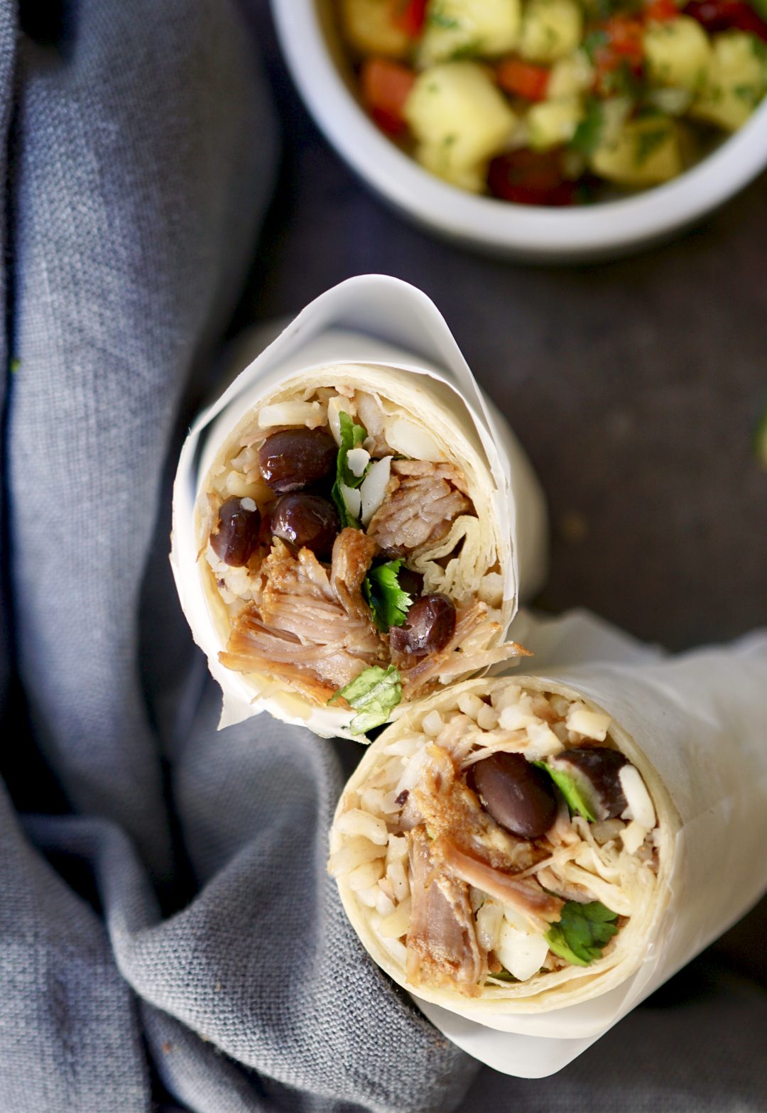 Slow Roasted Pork Burritos With Pineapple Salsa Simmer + Sauce