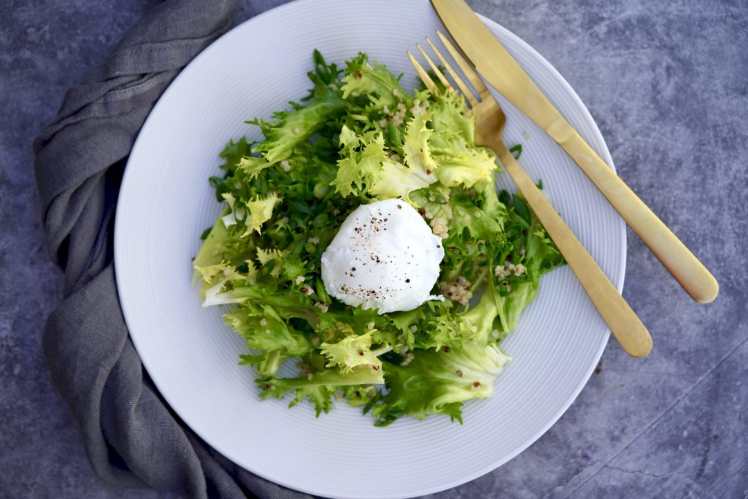 Frisée And Poached Egg Salad, A French Classic Simmer + Sauce