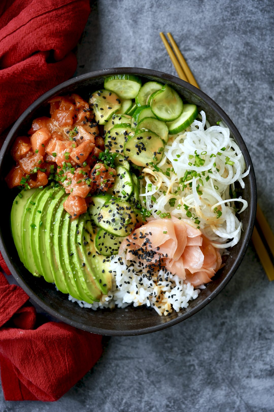 Spicy Salmon Roll Sushi Bowl SIMMER + SAUCE