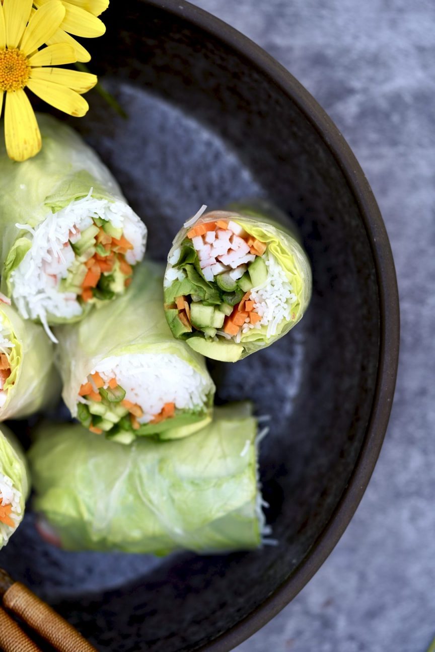 Simple Healthy Crab Summer Rolls Simmer + Sauce