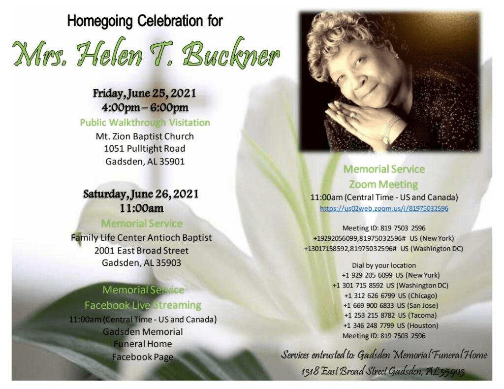 flyer Simmons Funeral Home Orangeburg, South Carolina and Santee