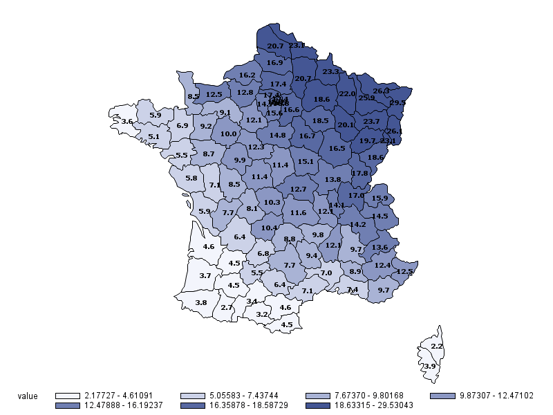 Choropleth Map Of France Weblog Plotting maps with SAS labeled choropleth