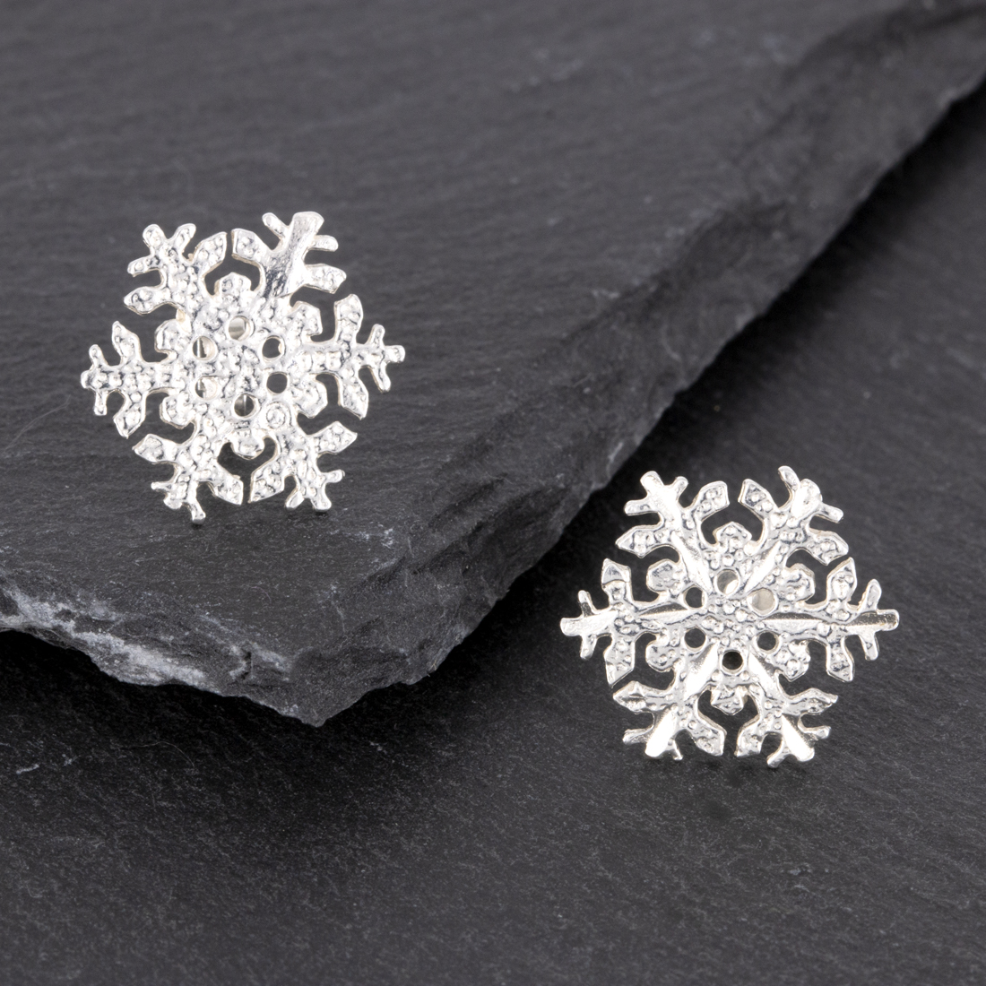 Snowflake Stud Earring in Solid Sterling Silver Simon Kemp Jewellers