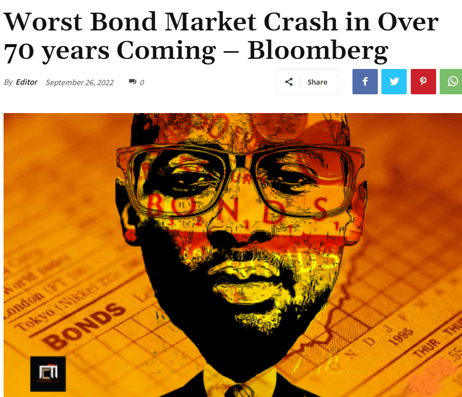 Bloomberg predicts the worst bond market crash in over 70 years.