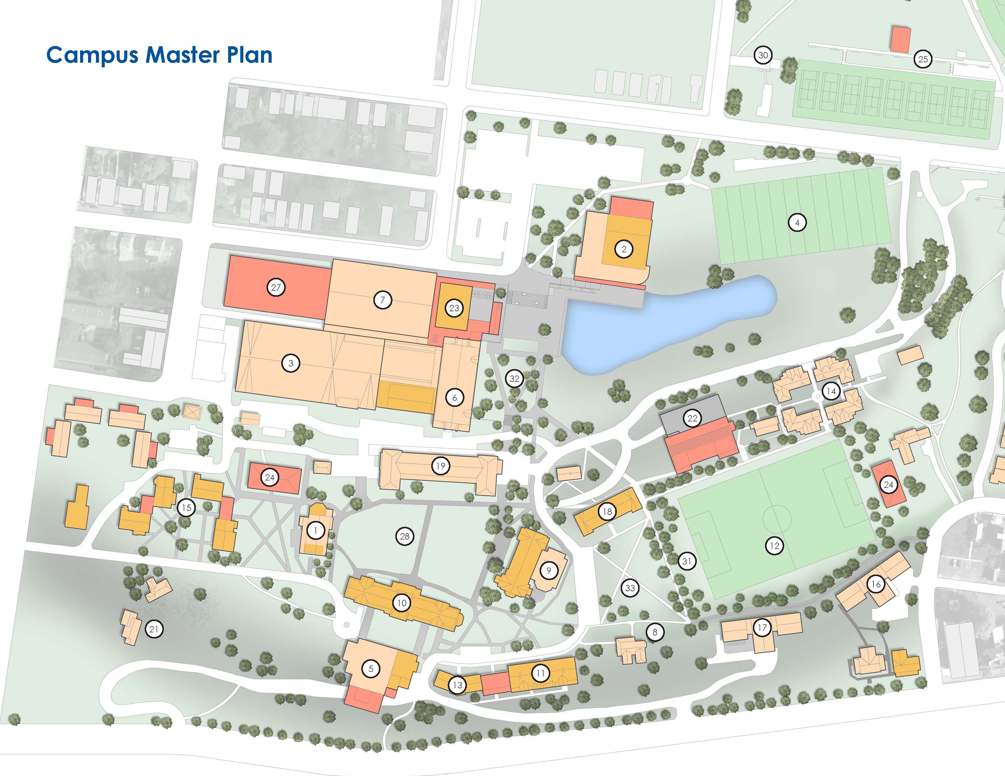 Campus Master Plan With Numbers Simons Architects