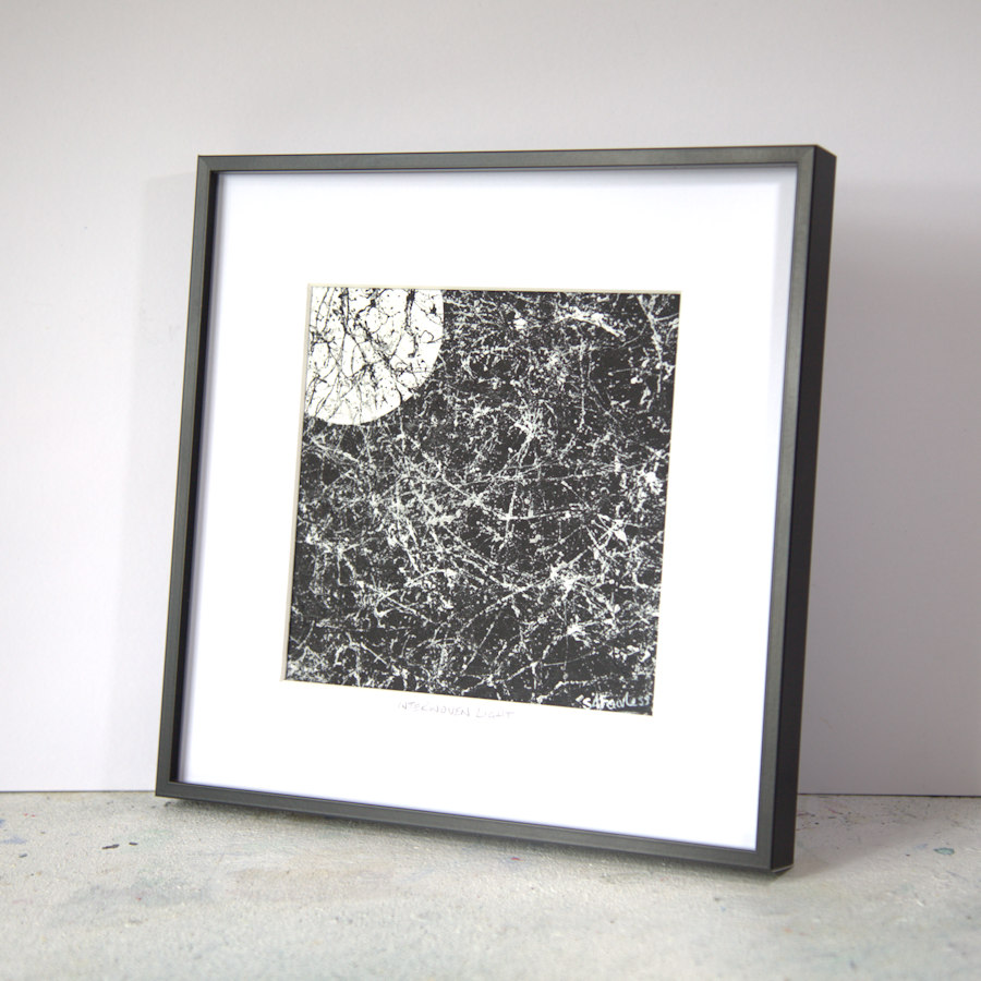 Interwoven Light black and white framed abstract art