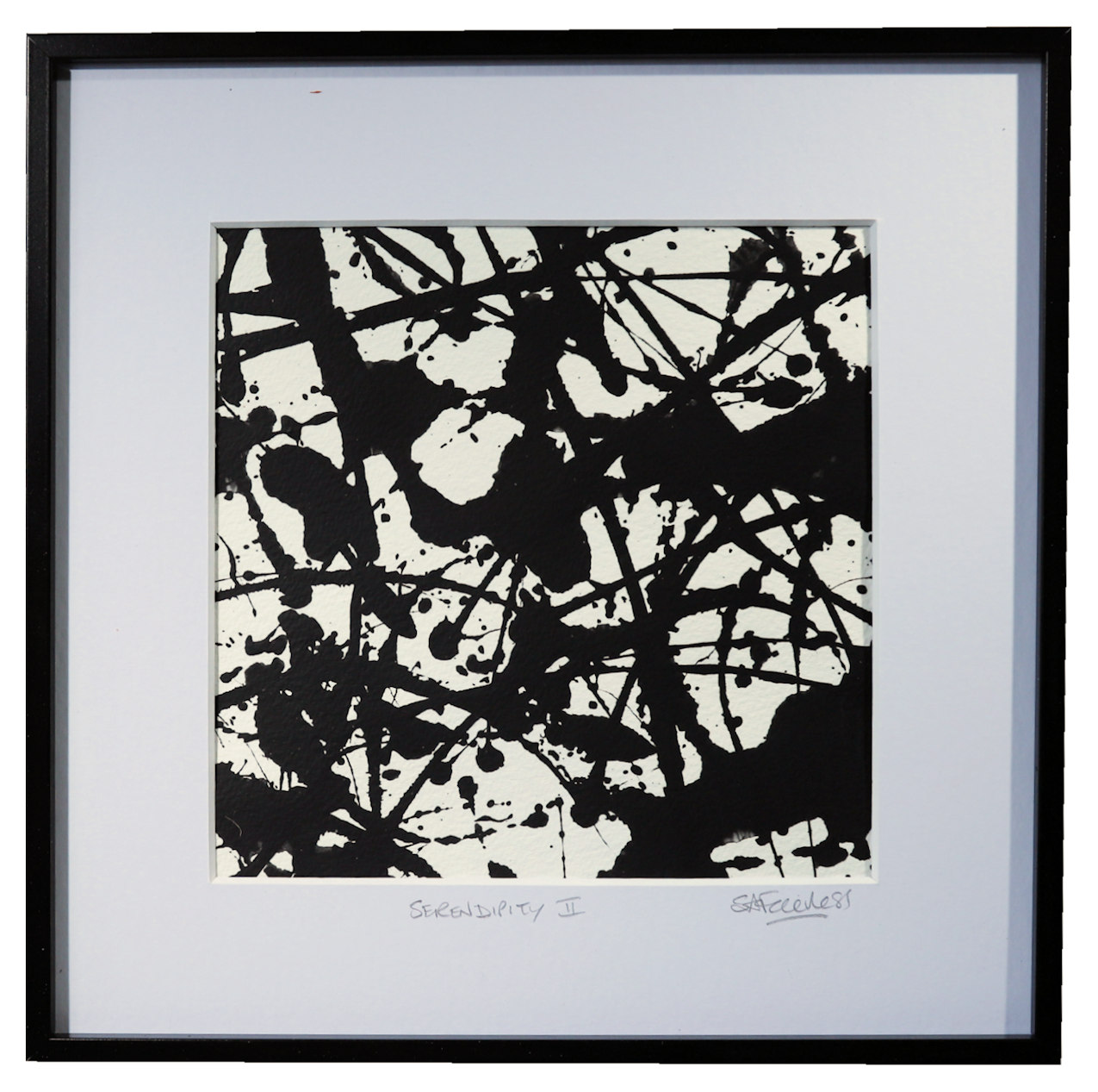 Serendipity II black and white framed abstract art