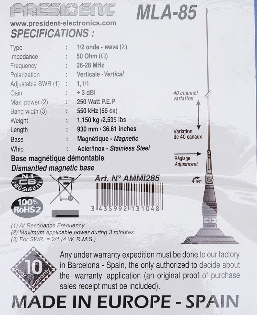 *Antenna* President MLA85 Simonthewizard