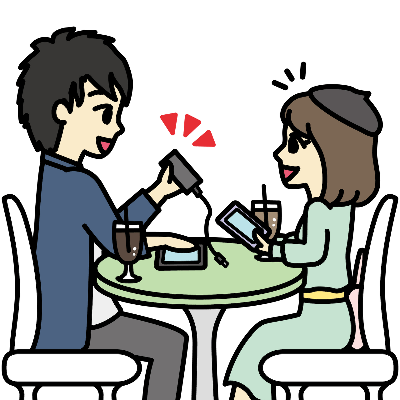 講義に来ないことを心配する男性のフリーイラスト