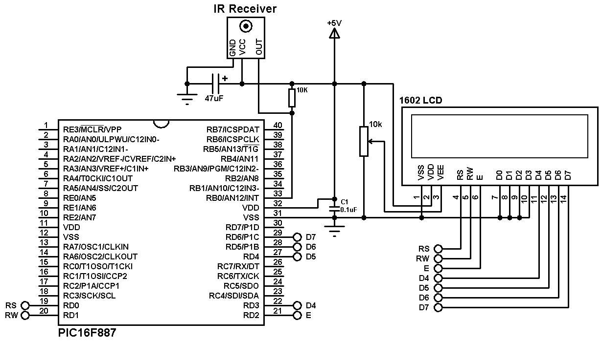 RC5 Decoder with PIC16F887 microcontroller and CCS C compiler