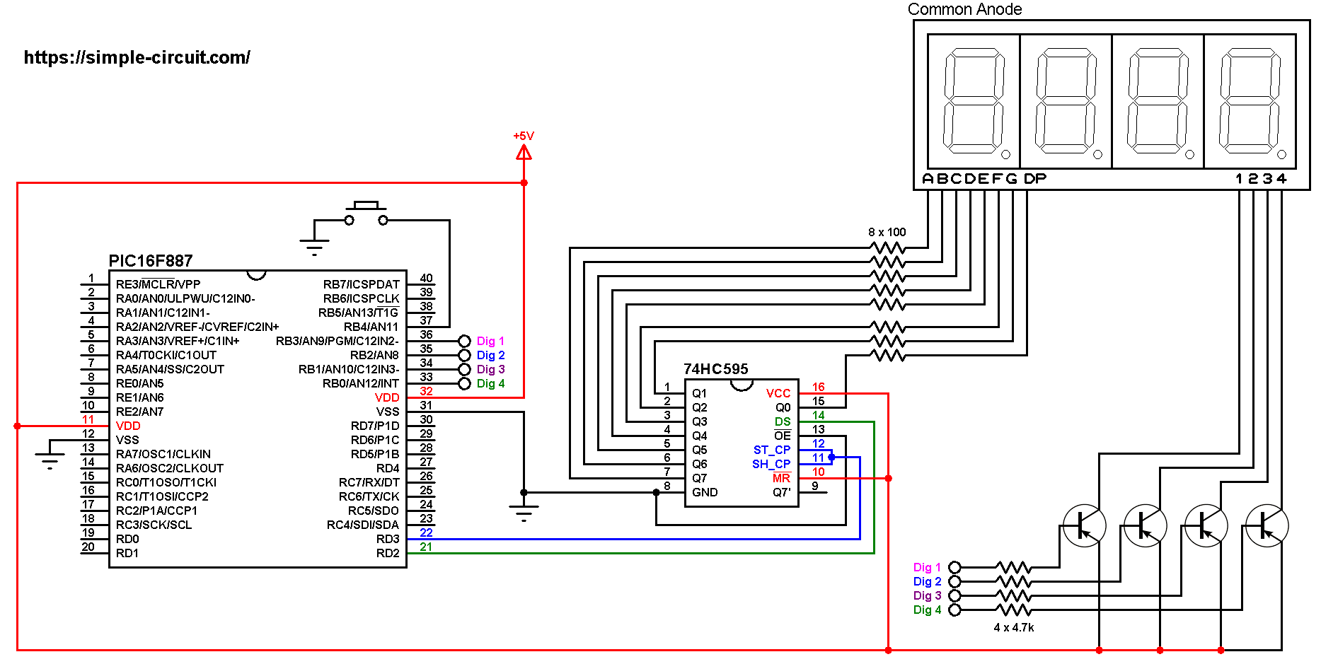 Circuit Diagram For 7 Segment Led Display By Using 8051 - Circuit Diagram