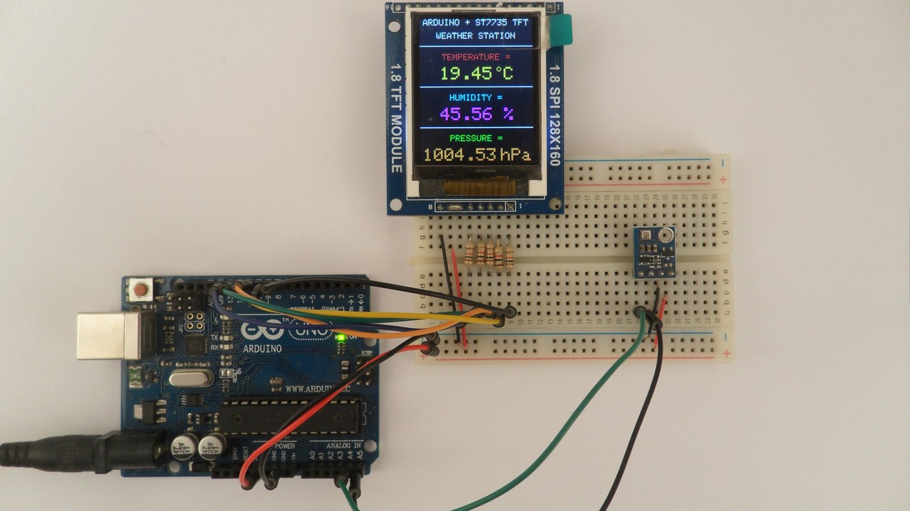 Arduino weather station with ST7735 color TFT display