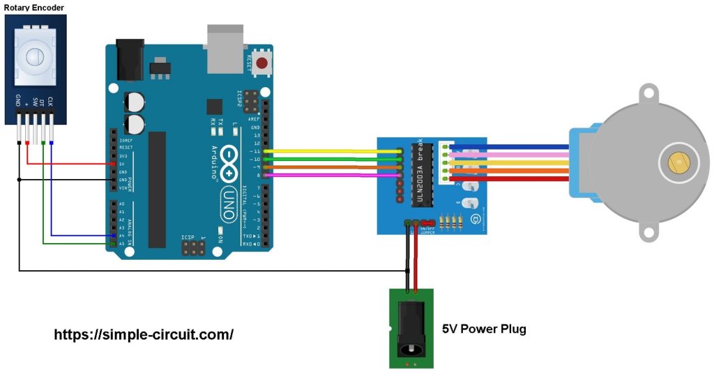 Arduino Stepper motor control with rotary encoder Simple Circuit