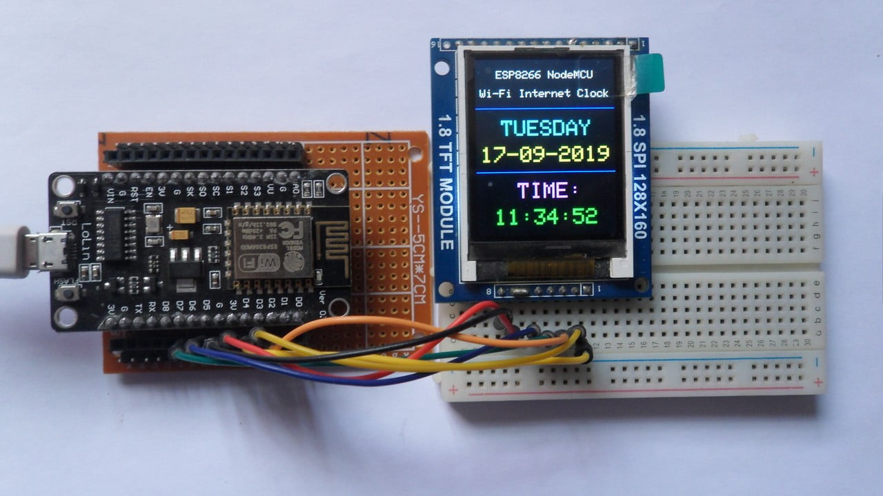ESP8266 NodeMCU Clock with ST7735 TFT