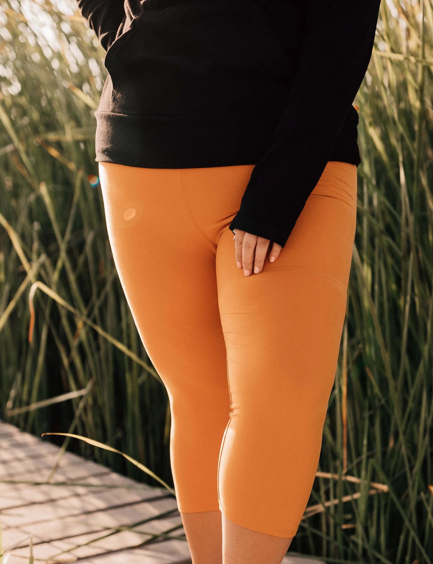 SA Exclusive Mustard Solid Capri Leggings SimpleAddiction