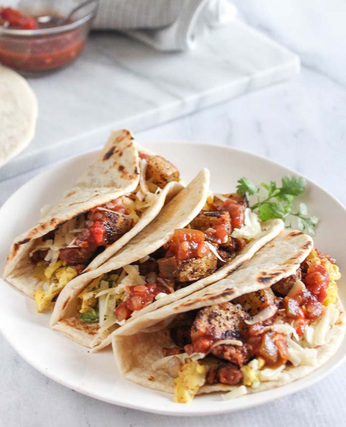 The Best Breakfast Tacos Made with Spicy Mexican Chorizo