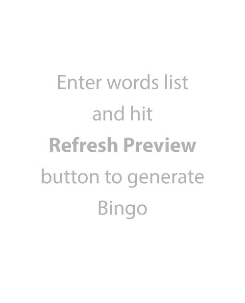 Printable Bingo Card Generator