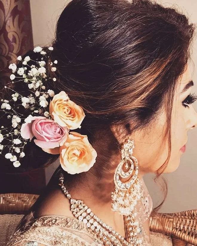 Flower Bun Hairstyle With Rose Trend Women Hairstyles