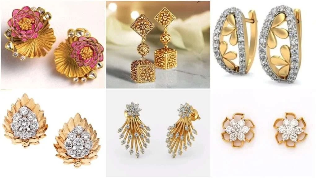Latest daily wear gold stud earring designs Simple Craft Ideas