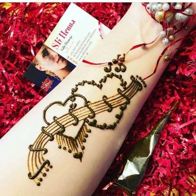 Henna heart tattoo designs for valentine’s day Simple