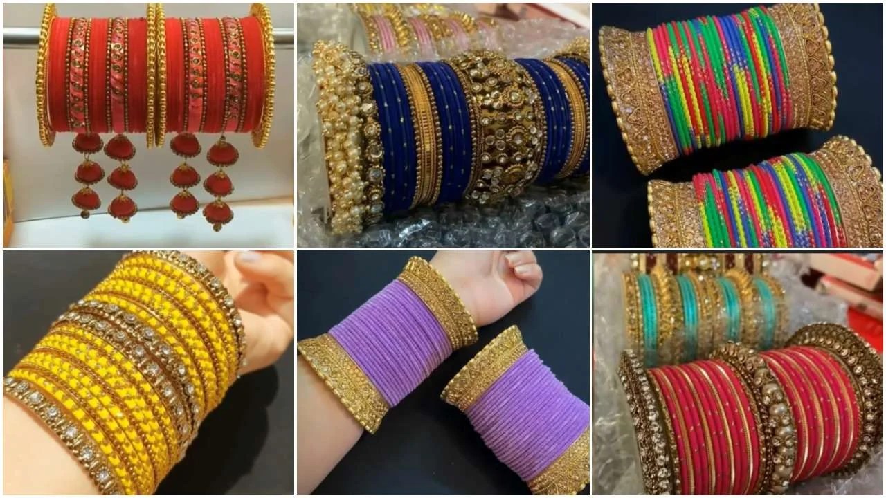 Party wear metal bangle design Simple Craft Idea