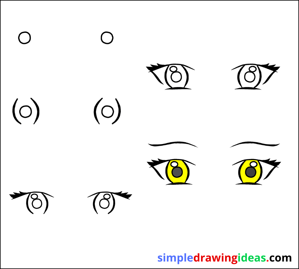 How to draw anime eyes step by step Simple Drawing Ideas