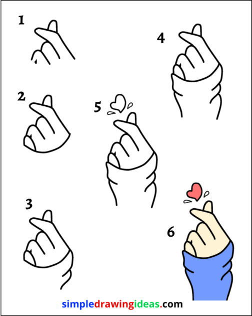 How to draw a korean finger heart Simple Drawing Ideas