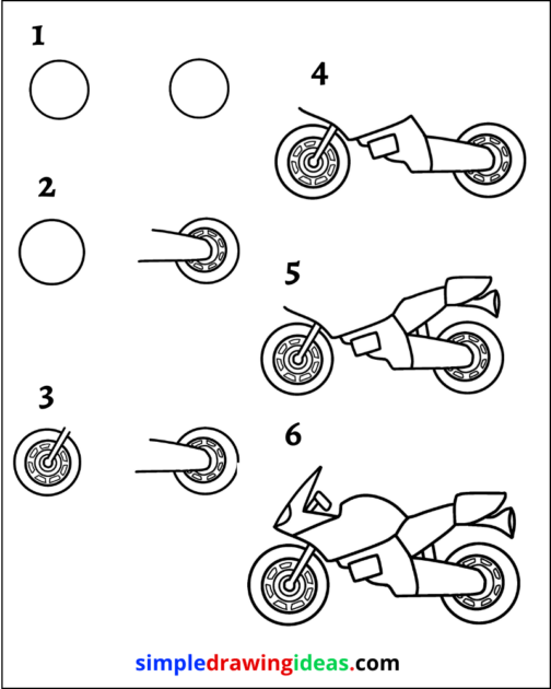 How to draw a motorcycle step by step Simple Drawing Ideas