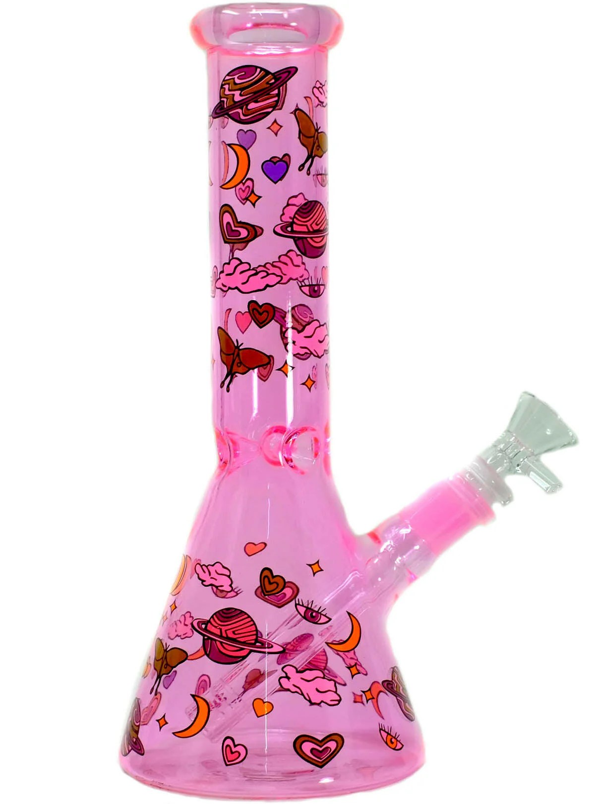 10" Pink Beaker Glass Bong Pipe Simple Glass Pipe