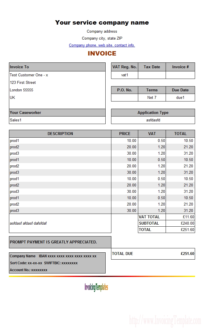 Invoice With Vat * Invoice Template Ideas