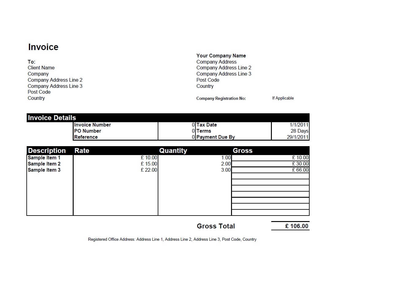 Create Invoice Excel * Invoice Template Ideas