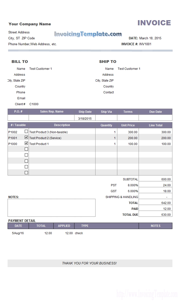 Payment Invoice Sample * Invoice Template Ideas
