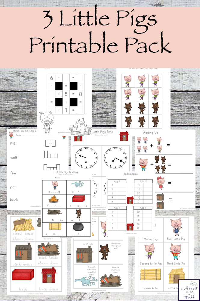 3 Little Pigs Printable Pack for Grades 1 and 2 Simple Living