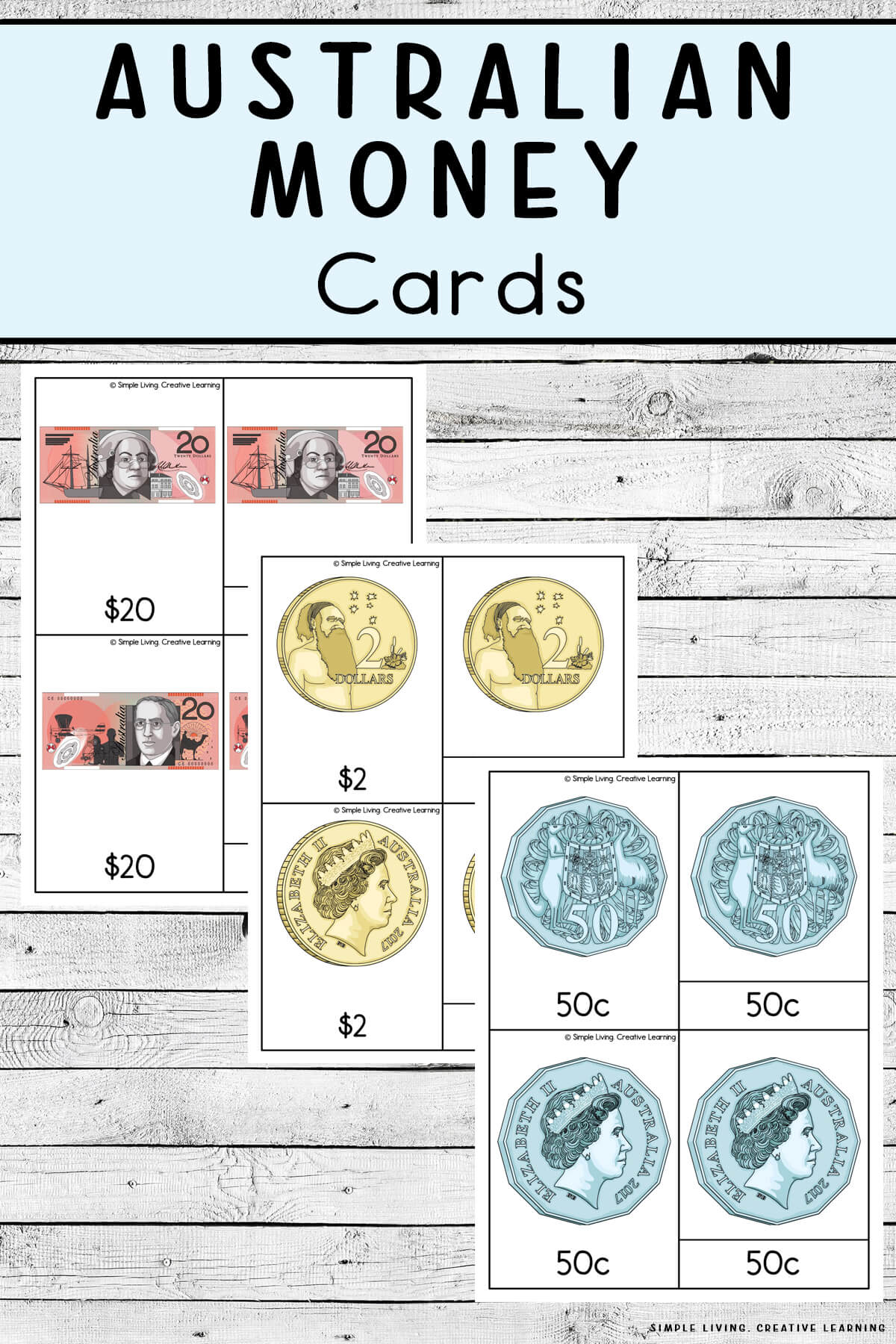 Australian Money Cards Simple Living. Creative Learning