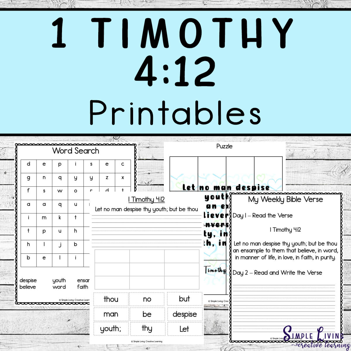 Monday Memory Verse 1 Timothy 412 Printables Simple Living Monday Memory Verse 1 Timothy 412 Printables Simple Living