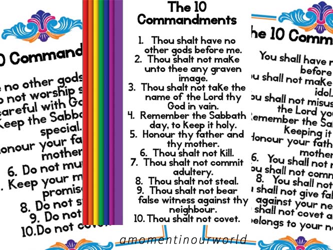The Ten Commandments Simple Living. Creative Learning