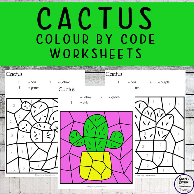 Cactus Colour By Code Worksheets Simple Living. Creative Learning