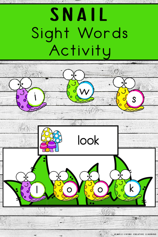 Snail Sight Words Activity - Simple Living. Creative Learning