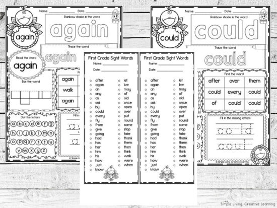 First Grade Sight Word Worksheets - Simple Living. Creative Learning