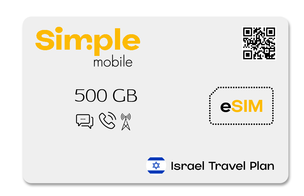 SIMPLE ESIM 500GB + SMS + CALLS SimpleMobile Israeli DATA SIM, E
