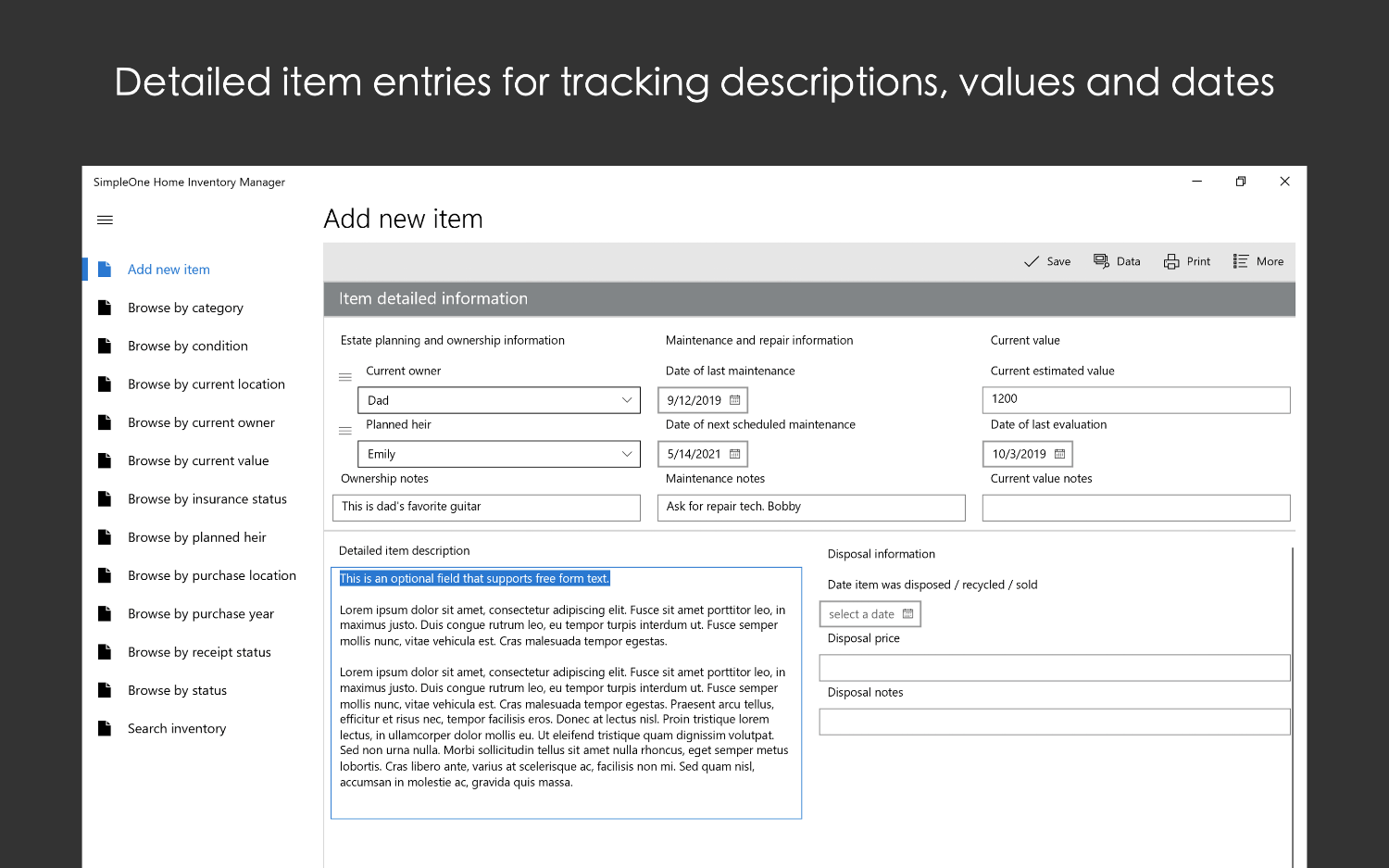 SimpleOne Home Inventory Manager
