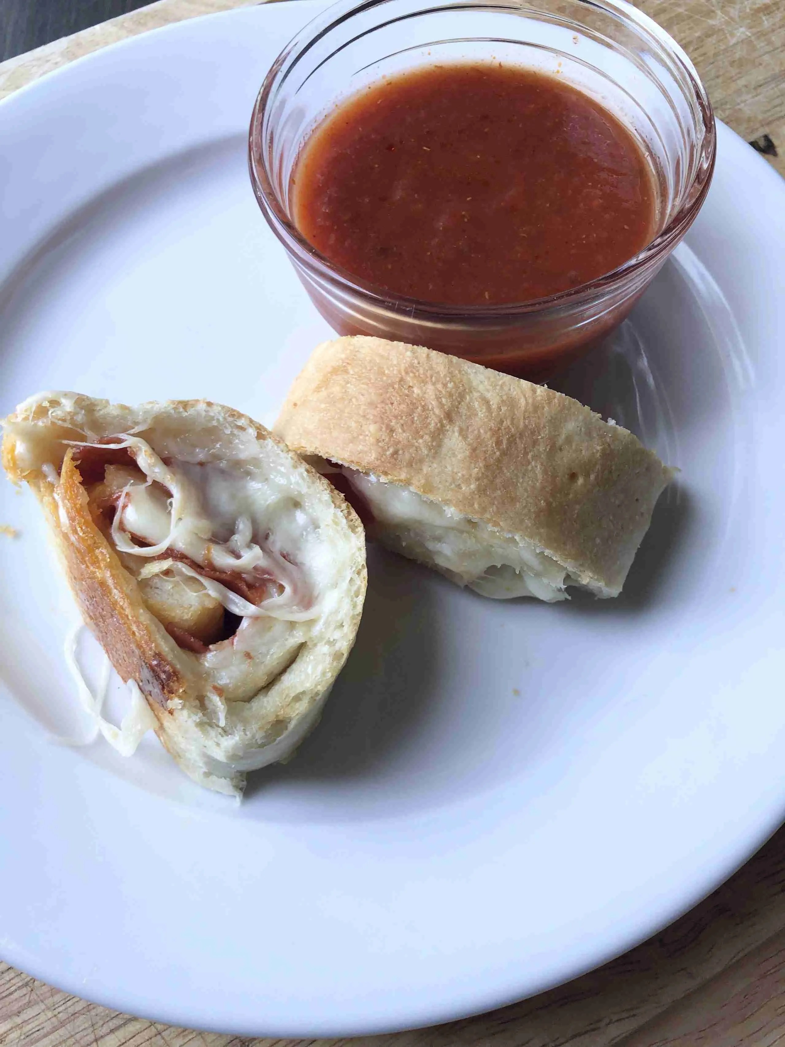 Pizza bread on a white plate